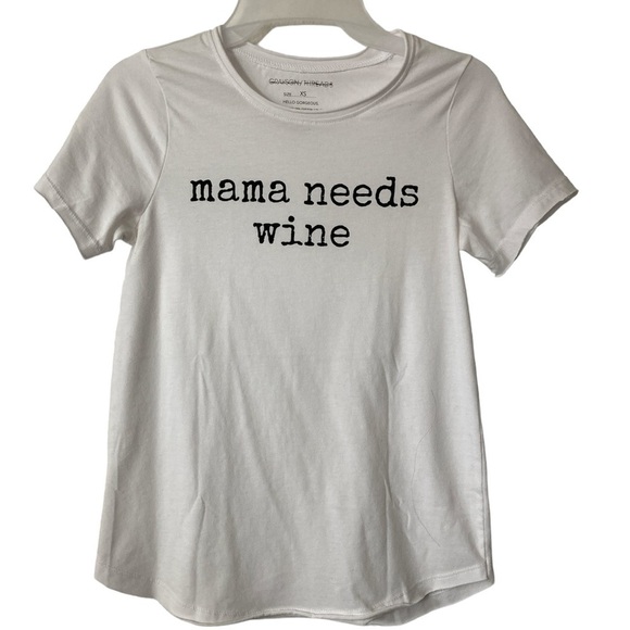 Grayson Threads Tops - White Short Sleeves Tshirt “Mama Needs Wine” XS